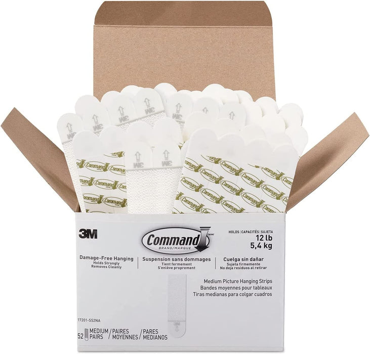 Command Medium Picture Hanging Strips, Damage Free Picture Hangers, No Tools Wall Hanging Strips for Living Spaces, 16 White Adhesive Strip Pairs(32 Strips)