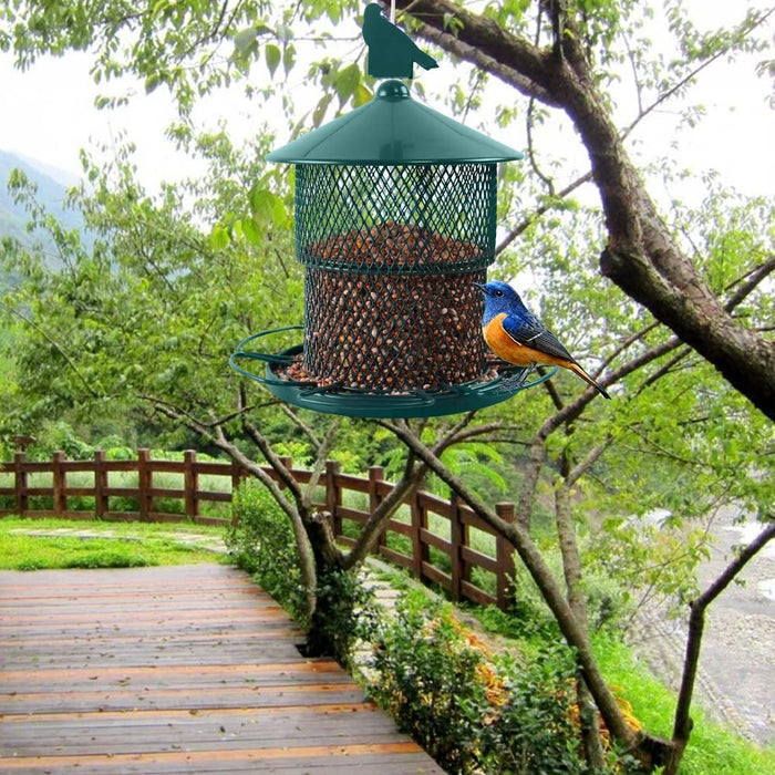 Bird Feeder for outside Hanging,Squirrel Proof Wild Bird Seed Feeders for Outdoor, Metal Large Bird Feeders Waterproof with 4 Lbs Seed Capacity for Cardinal, Sparrow,Finch,Chickadee Etc