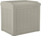 Small Deck Box-Lightweight Resin Indoor/Outdoor Storage Container and Seat Cushions and Gardening Tools Store Items on Patio, Garage, Yard, 22 Gallon, Light Taupe