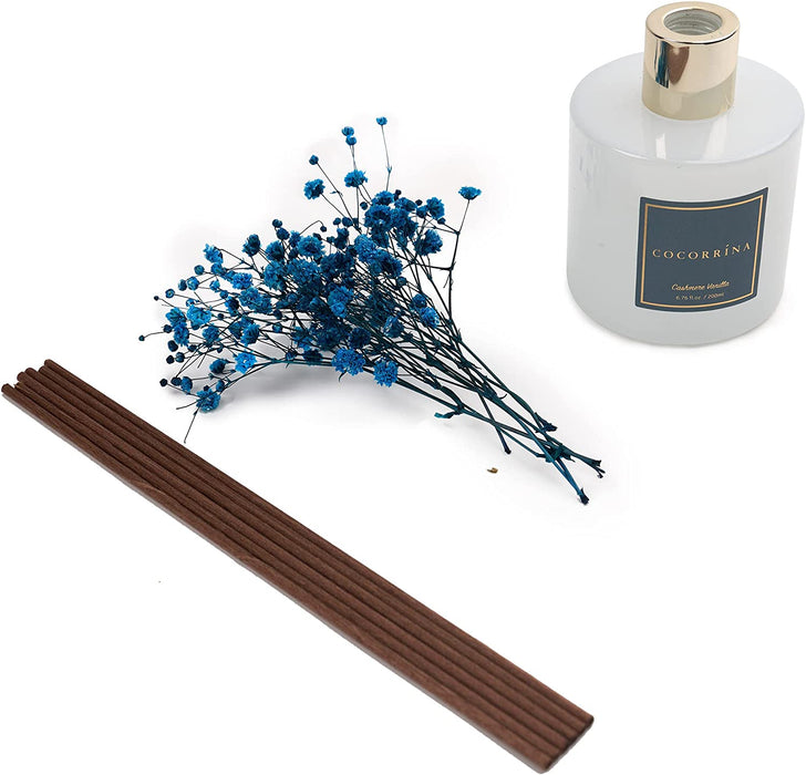 COCORRÍNA Premium Reed Diffuser Set with Preserved Baby'S Breath & Cotton Stick Cashmere Vanilla | 6.7Oz Scent Fragrance Oil Diffuser for Bedroom Bathroom Living Room Home Décor