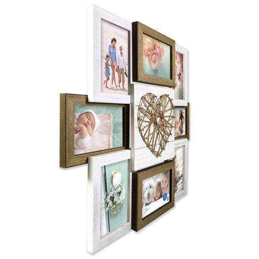 Mainstays 20" X 18" String Heart Rustic 8-Opening Manufactured Wood Collage Frame