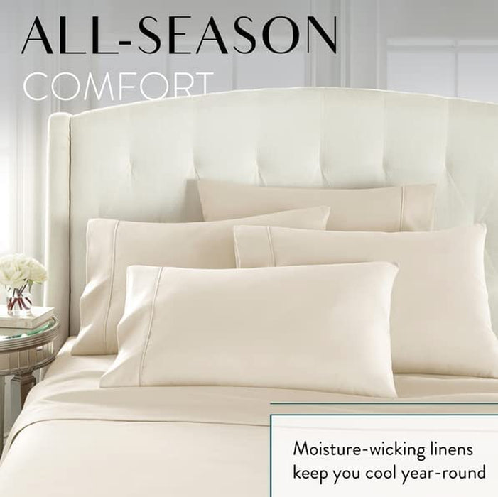 Cream Queen Size Bed Sheets Set - 6 Pc Soft Bedding & Pillowcases Set W/ Deep Pockets - Breathable, Wrinkle Free & Fade Resistant