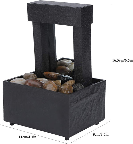 Desktop Fountain, USB LED Indoor Water Fountain Lighted Waterfall Tabletop Fountain with Stones for Office Home Decor