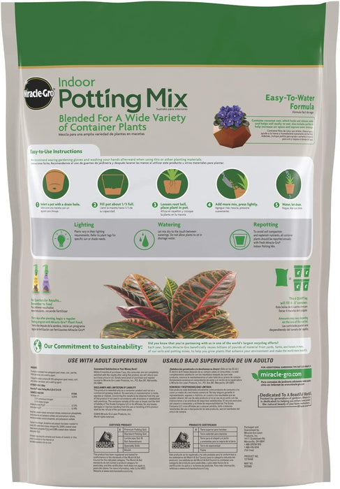 Miracle-Gro Indoor Potting Mix 6 Qt., Grows Beautiful Houseplants