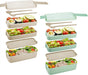 Bento Box Lunch Box for Adults Kids,  3-In-1 Compartment Containers - Wheat Straw, Leakproof Eco-Friendly Bento Lunch Box Meal Prep Containers Microwave Safe (Beige)