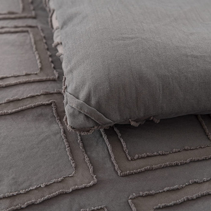Queen Size Comforter Set Diamond Tufted Design, Lightweight Microfiber Bedding Set, Soft and Fluffy Bed Comforter for All Seasons, Dark Grey