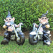Homestyles "Biker Dude & Babe" the Biker Gnome in Leather Motorcycle Gear Riding Black and White Hogs Large Outdoor Garden Statue 12"H