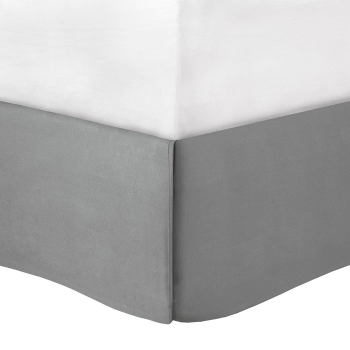 Comfort Spaces Cavoy Faux Silk 5-Piece Tufted Gray Comforter Set with Bed Skirt and Decorative Pillow, Queen