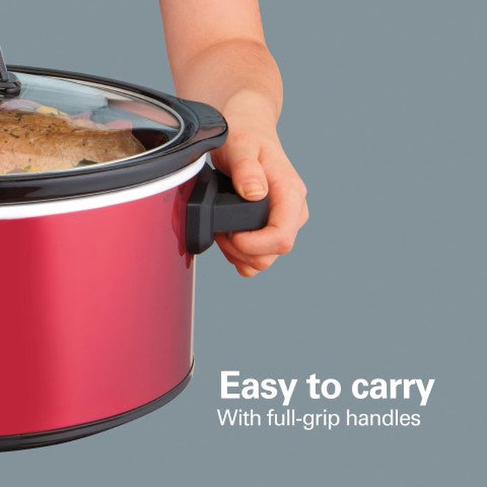 Slow Cooker, Large Capacity, Serves 7+, 6 Quarts, Red, 33666