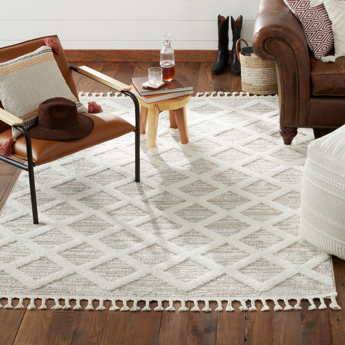 Wanda June Home Tufted Triangles Area Rug, Beige, 5'2" X 7'2" by Miranda Lambert
