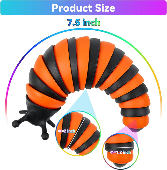 Articulated Slug Fidget Toy Flexible Swing Rotation ASMR Toys EDC Fidget Toys BPA Free anti Stress Anxiety Autism ADHD OCD ADD Sensory Toys Gift for Kids and Adults (Black & Orange)