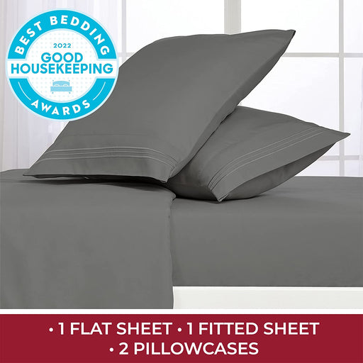 Queen Sheet Set - Hotel Luxury Bedding Sheets & Pillowcases - Extra Soft Cooling Bed Sheets - Deep Pocket up to 16 Inch Mattress - Wrinkle, Fade, Stain Resistant - 4 Piece (Queen, Gray)