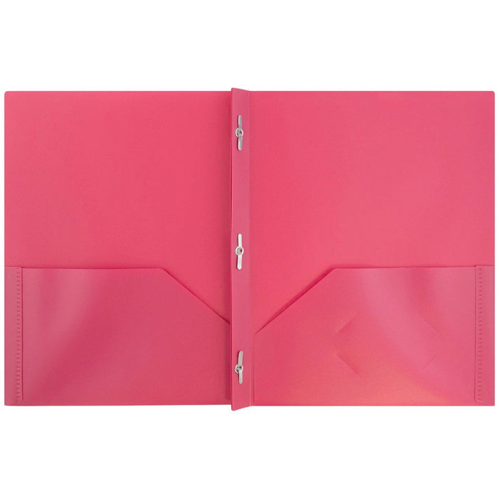JAM Paper Plastic 2 Pocket Folders, Metal Clasp Fasteners, Assorted Primary Colors, 6/Pack