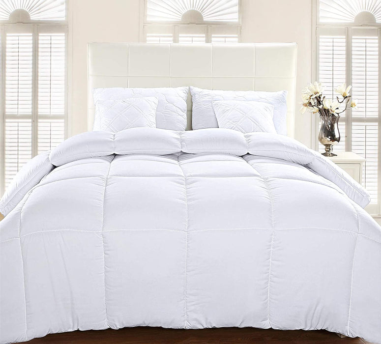 Comforter Duvet Insert - Quilted Comforter with Corner Tabs - Box Stitched down Alternative Comforter (California King, White)