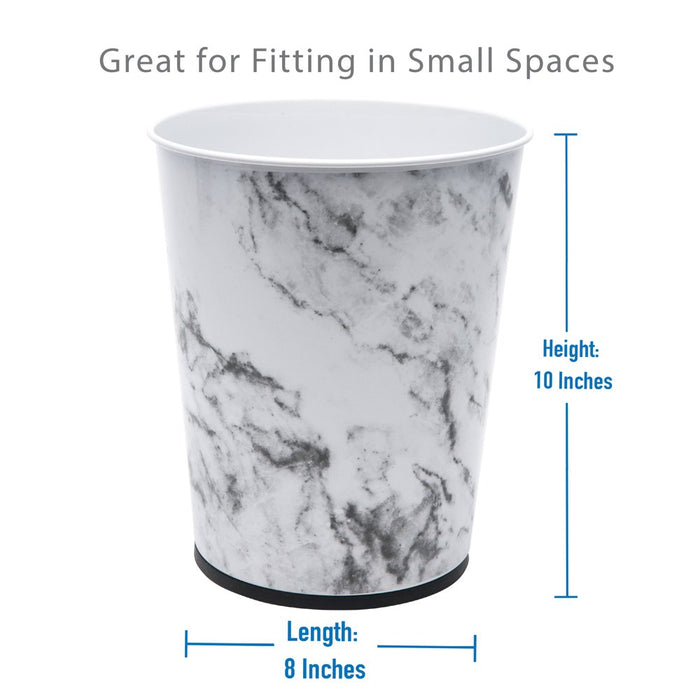 Bath Bliss 1.3 Gal Bathroom Trash Can Wastebasket, Marble
