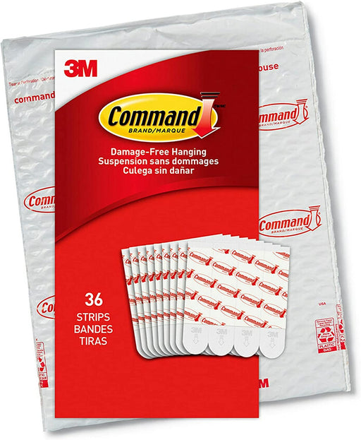 Command Medium Refill Adhesive Strips, Damage Free Hanging Wall Adhesive Strips for Medium Indoor Wall Hooks, No Tools Removable Adhesive Strips for Living Spaces, 36 White Command Strips