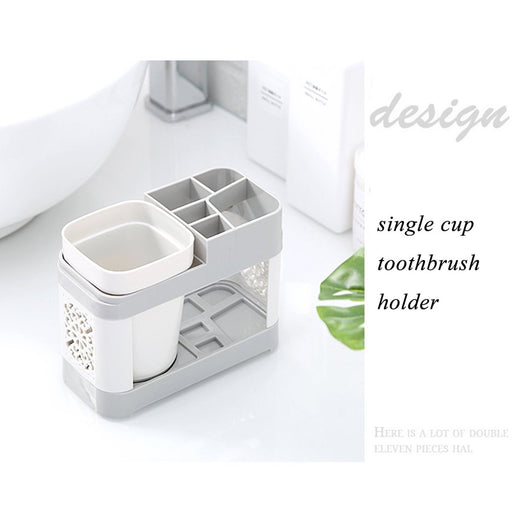 Single Cup Toothbrush Toothpaste Stand Holder Bathroom Storage Organizer Plastic