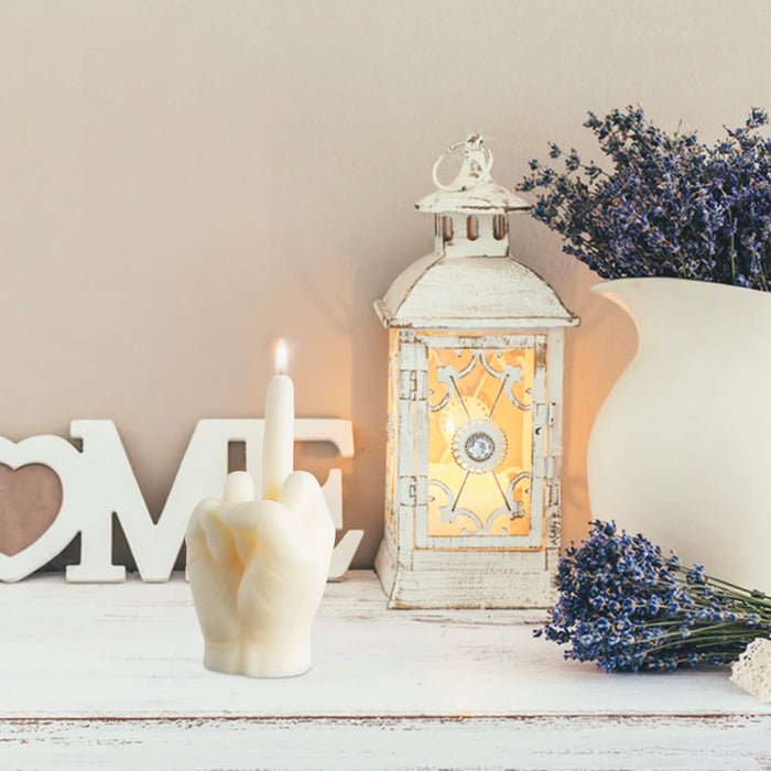 Middle Finger Scented Candle Danish Pastel Room Decor Aesthetic Pine Fragrance Soy Wax Aromatherapy Hand Gesture Candles Desk Statues Sculpture Decorations Gift for House Bedroom Supplies Milky