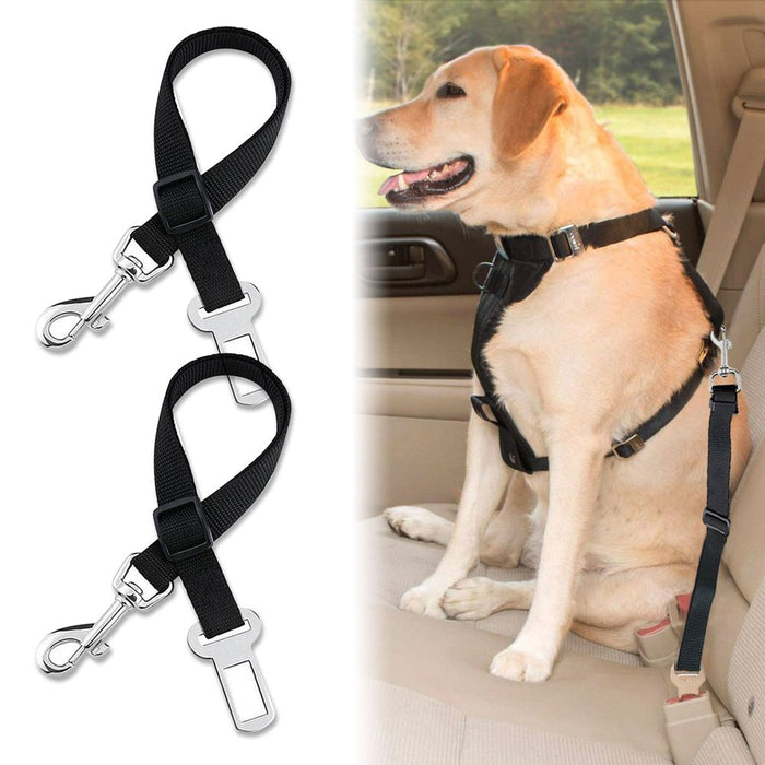 2Pcs Dog Leash Seat Belt Pet Car Seatbelt Safety Lead with Swivel Clip and Adjustable Length for Dogs and Cats, Black Seatbelt Harness for All Vehicles
