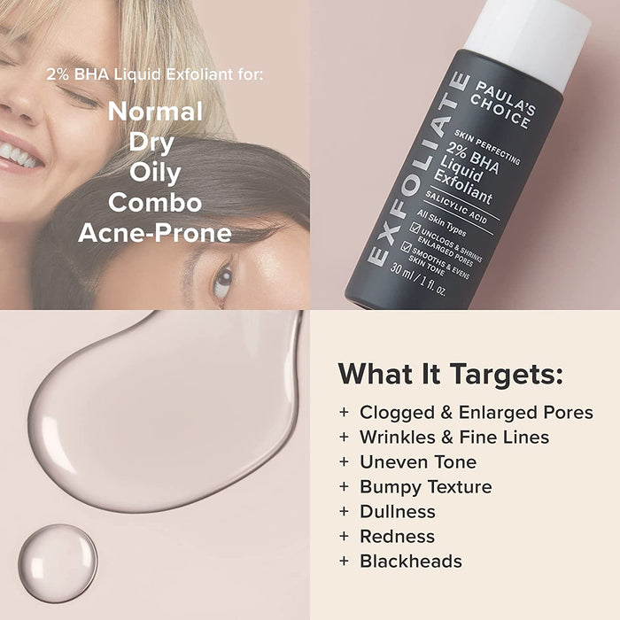 Paulas Choice--Skin PERFECTING 2% BHA Liquid Salicylic Acid Exfoliant--Facial Exfoliant for Blackheads, Enlarged Pores, Wrinkles & Fine Lines, 4 Oz Bottle