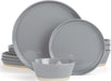 Saturn Dinnerware Sets, 12 Piece Dish Set, Plates and Bowls Sets for 4, White