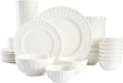 Gibson Home Zen Buffet Porcelain Dinnerware Set, Service for 6 (30Pcs), White (Coupe)