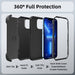 for Iphone 13 Pro Max/13 Pro/13/13 Mini Phone Case with Belt Clip Stand Shockproof Protective Case Hybrid Armor Cover, Black