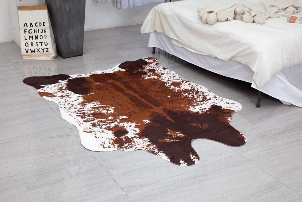 Cowhide Rug Faux Cow Shaped Rug Western Decor for Home Approx 4.5' X 6.2'