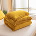 3Pcs Fringe Mustard Yellow Tassel Comforter Set Queen Boho Bohemian Cute Soft Tufted Microfiber Bedding Sets Modern Style for Men and Women (1Comforter + 2 Pillowcases)