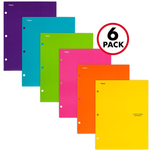 Five Star 4-Pocket Paper Folder, Assorted Trend Colors, 6 Pack (38056)