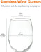 Stemless Wine Glasses (Set of 4), 15 Oz