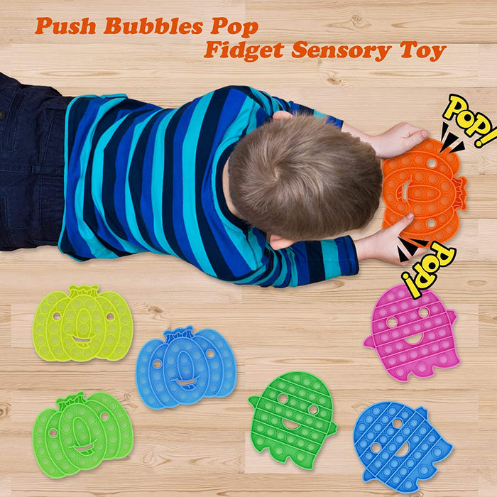 Push Bubbles Pop Fluorescent Fidget Sensory Toy, Glow in the Dark Fidget Toys Stress Relief Silicone Bubble Toy Autism ADHD Anti-Anxiety Tools for Kids and Adult(Ghost)