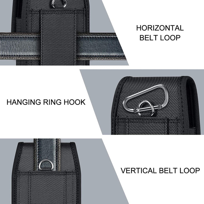 Cell Phone Pouch Nylon Belt Holster Case Compatible with Iphone 14 13 12 11 Pro Max, XS Max, Samsung Galaxy S21 FE S20+ S22 Ultra A12 A13 A53 A32 A52 A22 A42, X-Large
