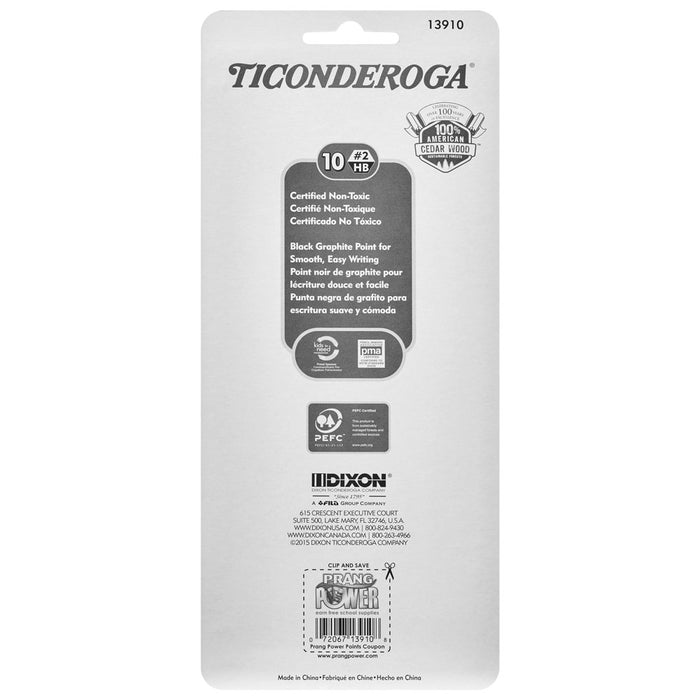 Ticonderoga Striped Wood-Cased Pencils, #2 HB Soft, Pre-Sharpened, 10 Count
