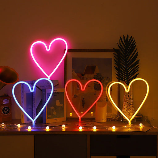 LED Neon Light Decorative Rechargeable Romantic Confession Love Heart LED Modeling Neon Light for Valentine'S Day(Warm White)