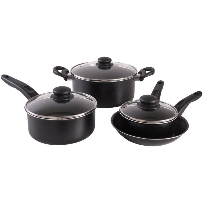 Mainstays 7 Piece Nonstick Dishwasher Safe Cookware Set, Black