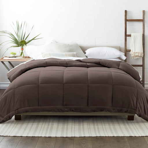 Chocolate All Season Alternative down Solid Comforter, Full/Queen, by Noble Linens