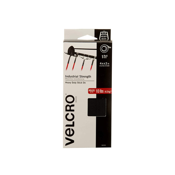 VELCRO Brand Heavy Duty Fasteners | 4X2 Inch Strips with Adhesive 8 Sets | Holds 10 Lbs | Black Industrial Strength Stick on Tape | Indoor or Outdoor Use (VEL-30703-USA)