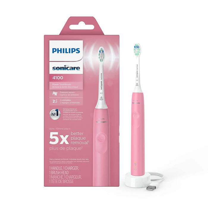 4100 Power Toothbrush, Rechargeable Electric Toothbrush with Pressure Sensor, Black HX3681/24