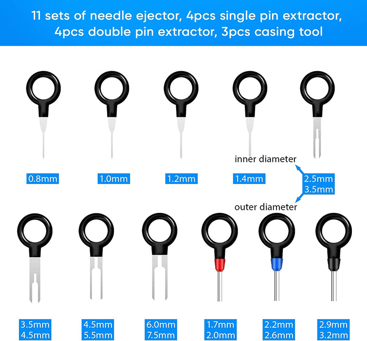 Terminal Pin Removal Tool Kit 82 Pcs Depinning Tool Electrical Connector Pin Extractor Tool Set Wire Terminal Release Tool for Automotive Car Household Devices