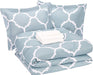 7-Piece Lightweight Microfiber Bed-In-A-Bag Comforter Bedding Set - Full/Queen, Dusty Blue Trellis