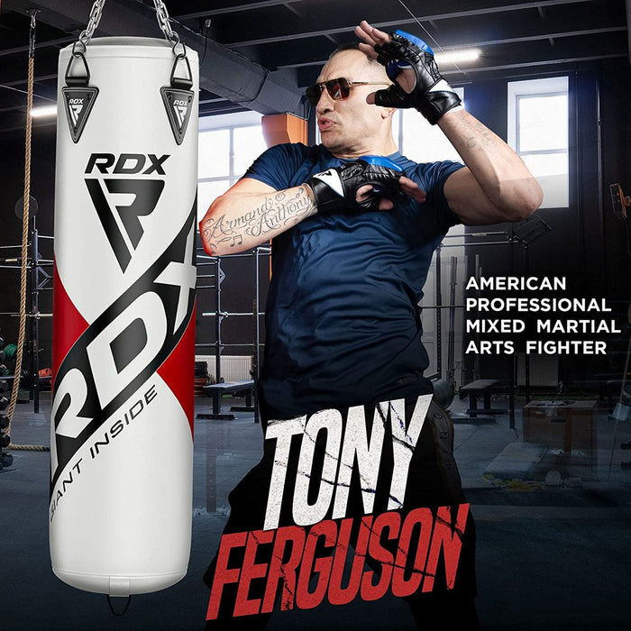 RDX Punch Bag for Boxing, 4Ft 5Ft Unfilled Heavy Bag anti Swing Set, White
