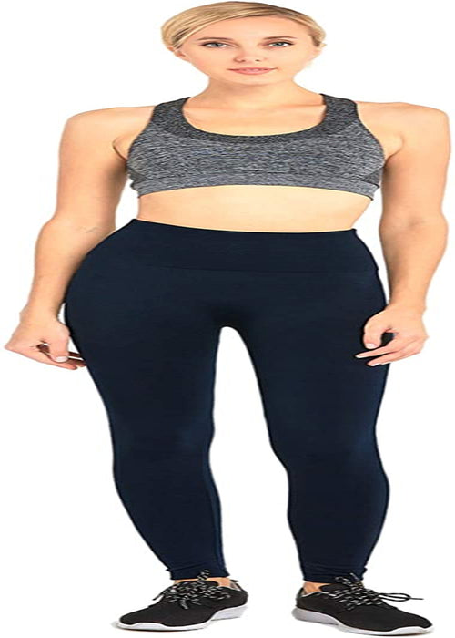 Leggings - Women'S Fleece Lined Solid Color High Waist Full Length Winter Leggings