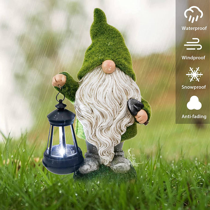 Garden Gnomes Decorations for Yard with Lantern Solar Light, 13" Cute Large Moss Garden Sculptures & Statues Outdoor Lawn Ornaments Garden Gifts for Spring Front Porch Patio