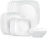 Cherish 16Pc, Service for 4, Dinnerware Set, 8 Plates 8 Bowls, Chip & Break Resistant, Dinner Plates and Dinner Bowls, ware Plates, White