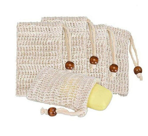 4 Pack Natural Sisal Soap Bag Exfoliating Soap Saver Pouch Holder