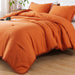 Burnt Orange Pom Pom Fringe Comforter Full(79X90 Inch), 3 Pieces(1 Boho Comforter and 2 Pillowcases) Aesthetic Ball Pom Comforter, Lightweight Soft Microfiber down Alternative Bedding Set