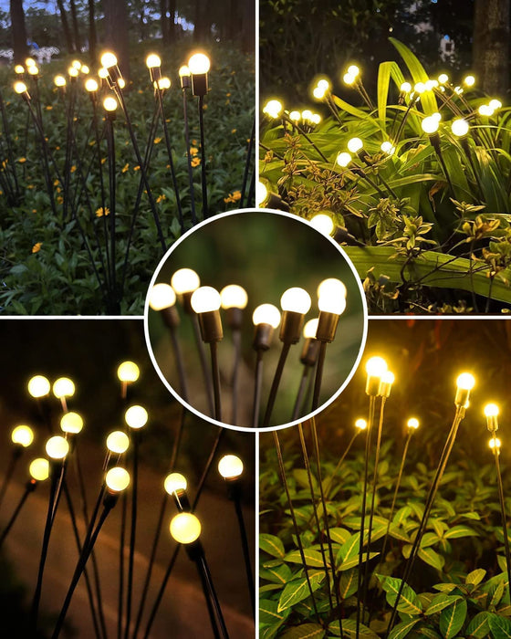 Solar Garden Lights-New Upgraded 4 Pack 8 LED Solar Powered Firefly Lights 4 Pack Solar Firefly Lights Outdoor Waterproof Vibrant Garden Lights for Patio Pathway Decoration, Warm