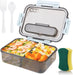 Bento Boxes for Adults, 3 Compartment Lunch Box, 1500 ML Bento Lunch Box for Kids with Spoon & Fork - Durable, Leak-Proof for On-The-Go Meal, Food-Safe Materials Bpa-Free