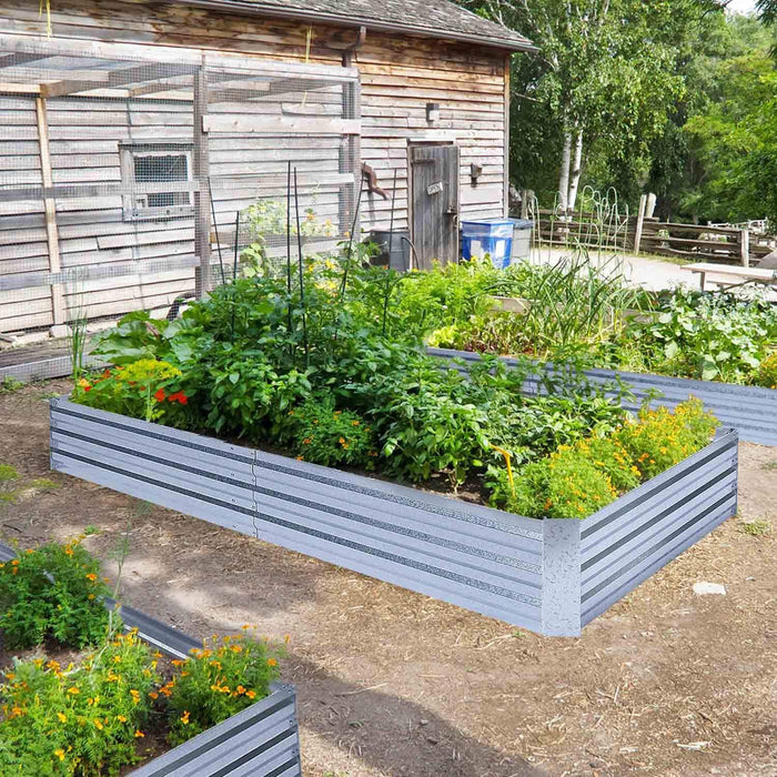 Galvanized Raised Garden Beds for Vegetables Large Metal Planter Box Steel Kit Flower Herb, 8X4X1Ft